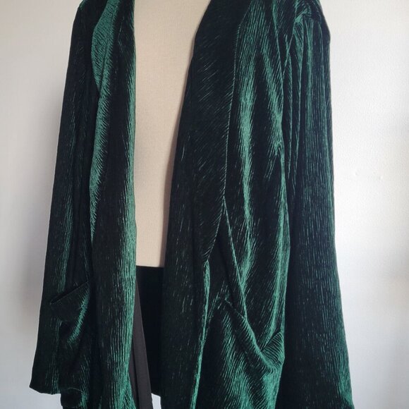 NWT Eloquii Women’s Velvet Dark Emerald Green Blazer with Belt (Size: 22) - Picture 8 of 16